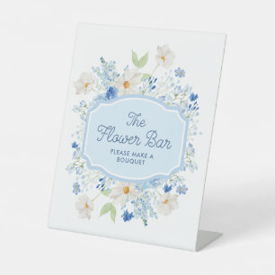 Blue Flower Bar Vrijgezellenfeest voetstuk Reclamebord Met Voetstuk