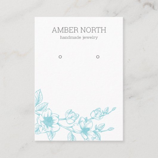 Blue Flower Blossom Earring Display Card Visitekaartje (Voorkant)