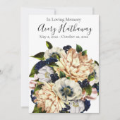 Blue Flower Bouquet Funeral Memorial Programme Kaart (Voorkant)