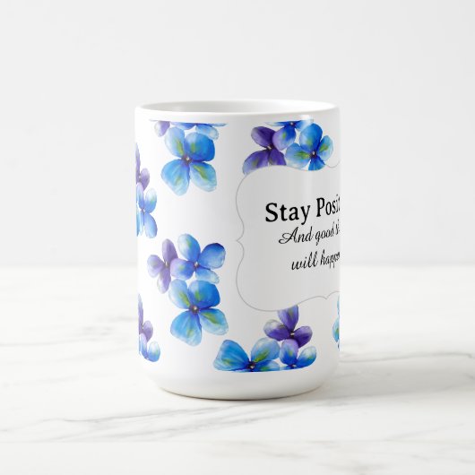 Blue flower coffee mug positive statement  (Centre)