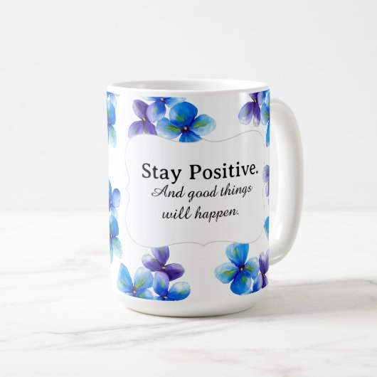 Blue flower coffee mug positive statement  (Devant droit)