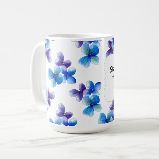 Blue flower coffee mug positive statement  (Devant gauche)