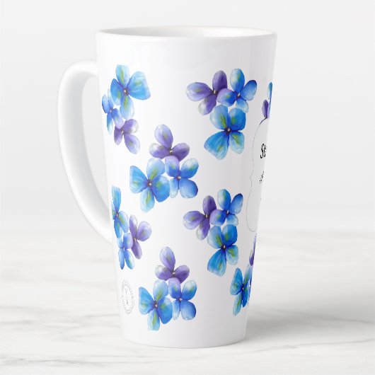 Blue flower coffee mug positive statement (Angle gauche)