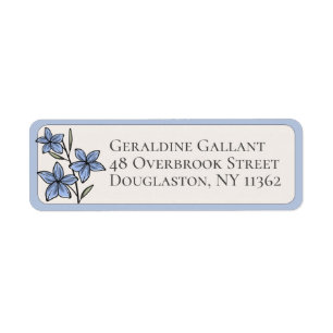 Blue Flower Custom Return Address Rond Border Bord Etiket