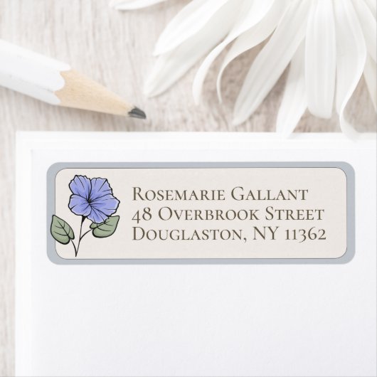 Blue Flower Custom Return-label Etiket (Insitu)