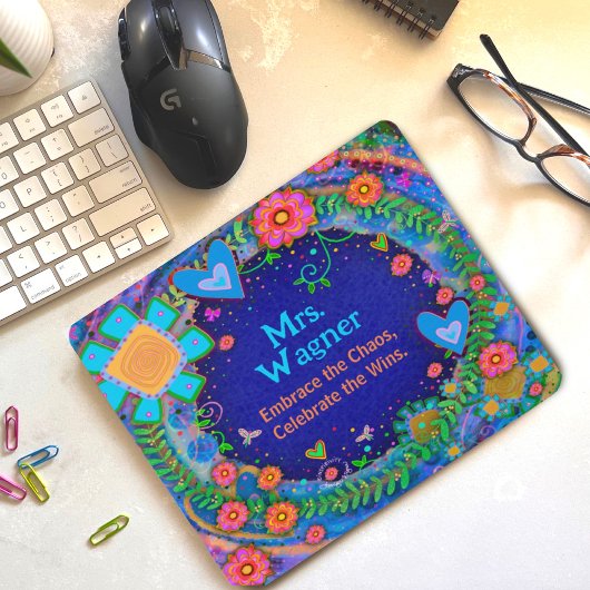 Blue Flower Dragonfly Vrolijke Gepersonaliseerd Do Muismat