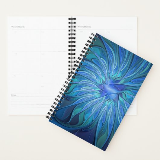 Blue Flower Fantasy Pattern, Abstract Fractal Art (Devant avec enveloppe)