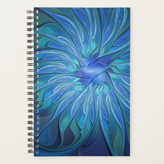 Blue Flower Fantasy Pattern, Abstract Fractal Art (Devant)