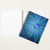 Blue Flower Fantasy Pattern, Abstract Fractal Art (Devant avec enveloppe)