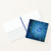 Blue Flower Fantasy Pattern, Abstract Fractal Art Notitieboek (Binnen)