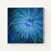 Blue Flower Fantasy Pattern, Abstract Fractal Art Notitieboek (Achterkant)