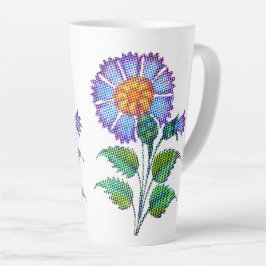 Blue Flower Halftone Fine Art Latte Mok