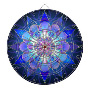 Blue Flower Mandala Fractal Dartbord