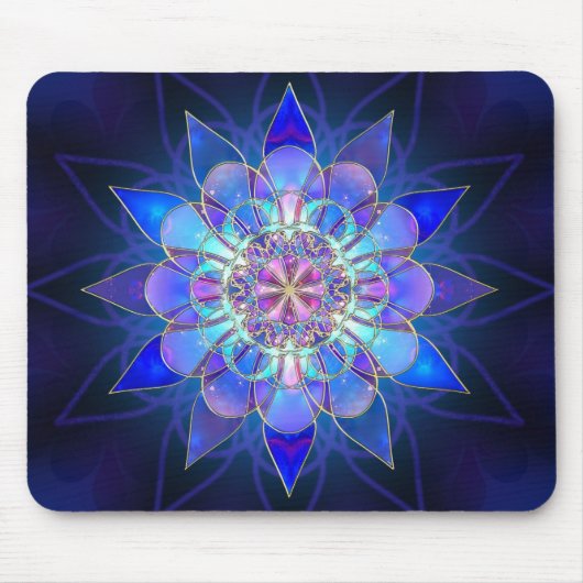 Blue Flower Mandala Fractal Muismat (Voorkant)