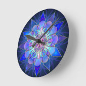 Blue Flower Mandala Fractal Ronde Klok (Hoek)