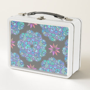 Blue Flower Mandala Metal Lunch Box
