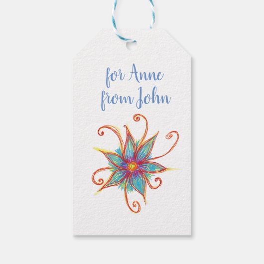 Blue Flower Mandala persoonlijk op maat Cadeaulabel (Achterkant)