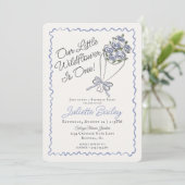 Blue Flower Market Boerderij FBirthday Invitation Kaart (Staand voorkant)