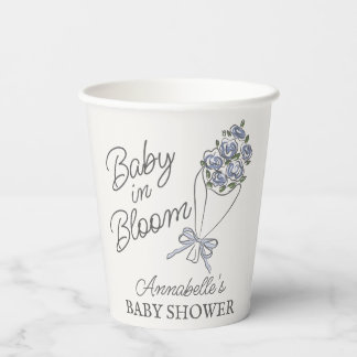 Blue Flower Market Fresh Floral Baby shower Papieren Bekers