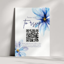 Blue Flower Minimalistische QR CODE bruiloft