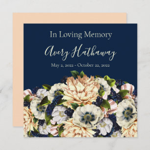 Blue Flower Navy Background Funeral Memorial