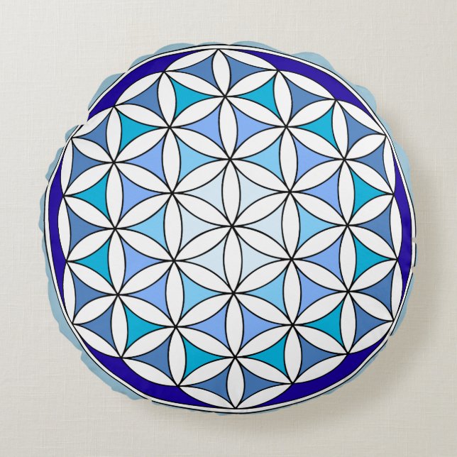Blue Flower of Life Meditatie Kussen (Voorkant)