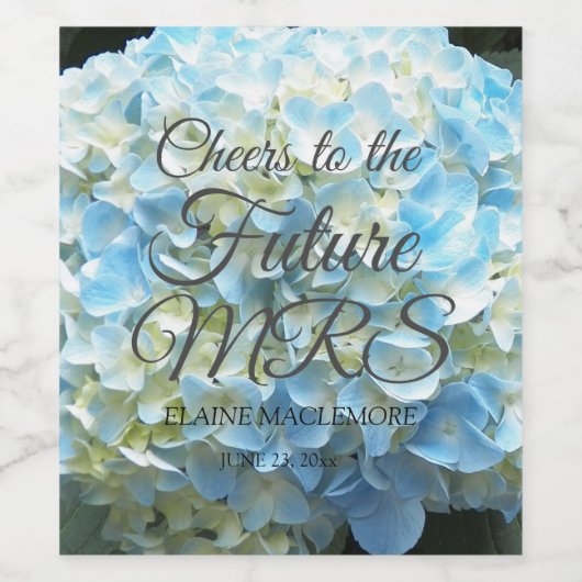 Blue Flower Petals persoonlijk Vrijgezellenfeest Wijn Etiket (Enkel label)