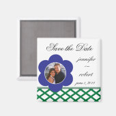 Blue Flower Photo Lijst Sla de datum op Magneet (Voorkant / Achterkant)