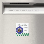 Blue Flower Photo Lijst Sla de datum op Magneet (Insitu (Vaatwasser))