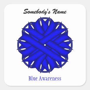 Blue Flower Ribbon van Kenneth Yoncich Vierkante Sticker