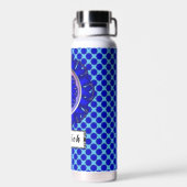 Blue Flower Ribbon van Kenneth Yoncich Waterfles (Achterkant)