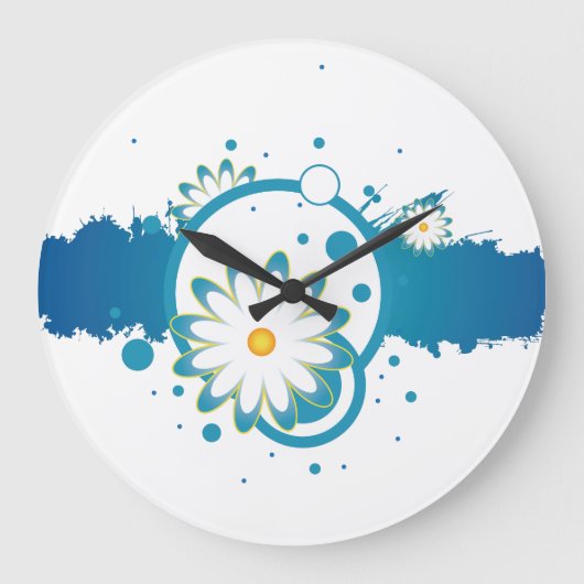 Blue Flower Splash Wall klok (Voorkant)