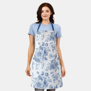 Blue Flower Spring Custom Text Apron Schort