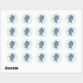 Blue Flower Striped Stickers (Vel)