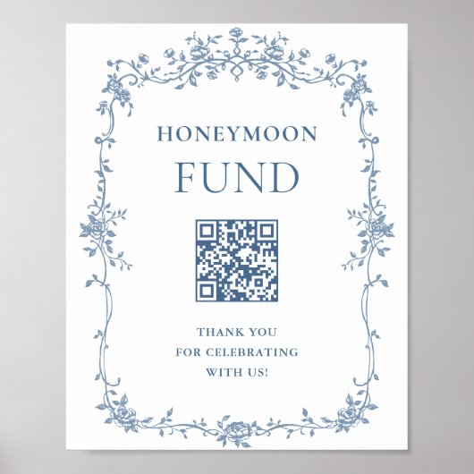 Blue Flower Victoriaans Grace Honeymoon Fund Poster (Voorkant)