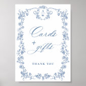 Blue Flower Victoriaans Grace Kaarten en geschenk Poster (Voorkant)