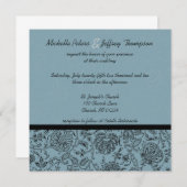 Blue Flower Wallpaper Wedding Invitations Kaart (Voorkant / Achterkant)