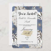 Blue Flower Wedding Invitation (Devant)