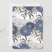 Blue Flower Wedding Invitation Kaart (Achterkant)