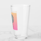 Blue flower with pink background glas (Links)