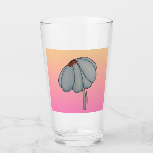 Blue flower with pink background glas (Voorkant)