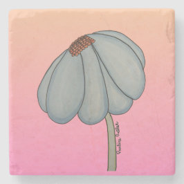 Blue flower with pink background stenen onderzetter