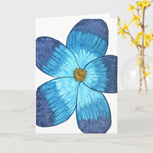 Blue Flower with white background blank Kaart (Gele Bloem)