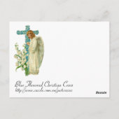 Blue Flowered Christelijk Cross Briefkaart (Achterkant)