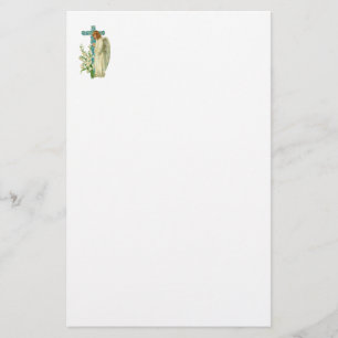 Blue Flowered Christelijk Cross Briefpapier