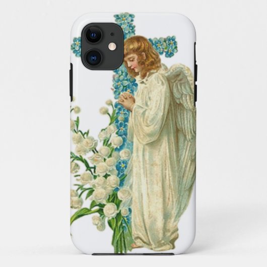 Blue Flowered Christelijk Cross Case-Mate iPhone Case (Achterkant)