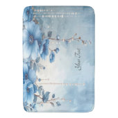 Blue Flowers and Pearls Bath Mat (Voorkant Verticaal)
