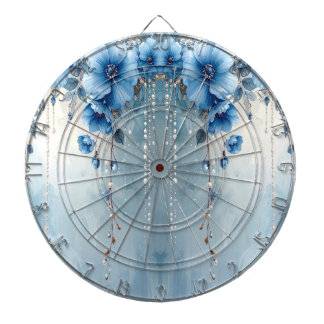 Blue Flowers and Pearls Dartboard Dartbord