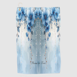 Blue Flowers and Pearls Golf Towel Golfhanddoek