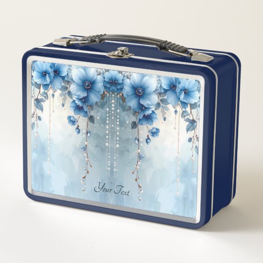 Blue Flowers and Pearls Lunch box (Voorkant)